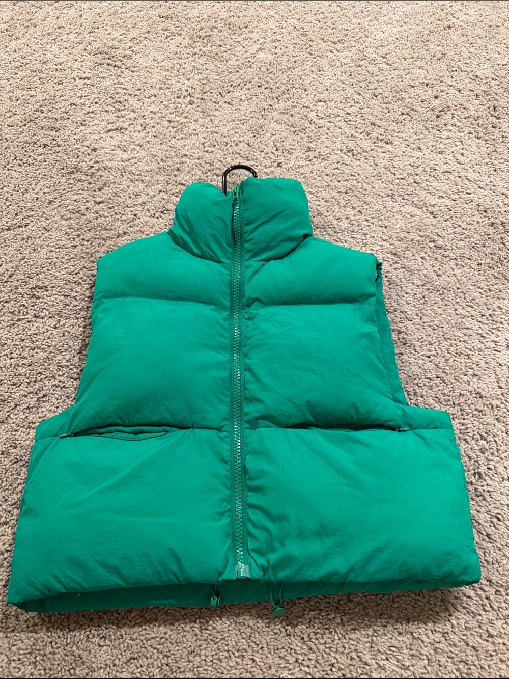 Amazon Women's Green Puffer Vest with High Collar